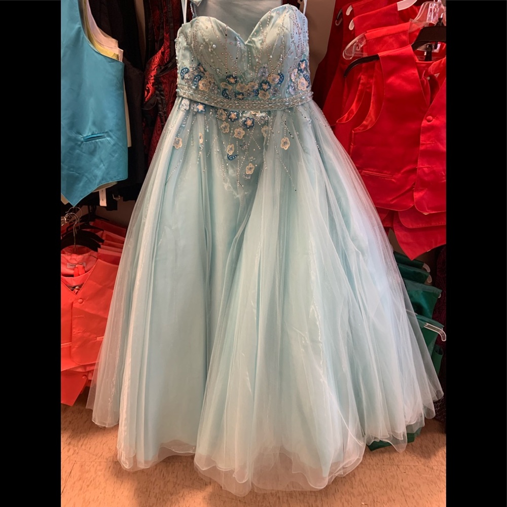 Tiffany blue ball gown
